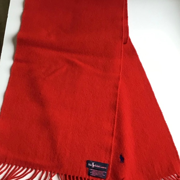 Polo Ralph Lauren solid red unisex 100 % wool  scarf  made in Scotland 🏴󠁧󠁢󠁳 - Picture 3 of 5